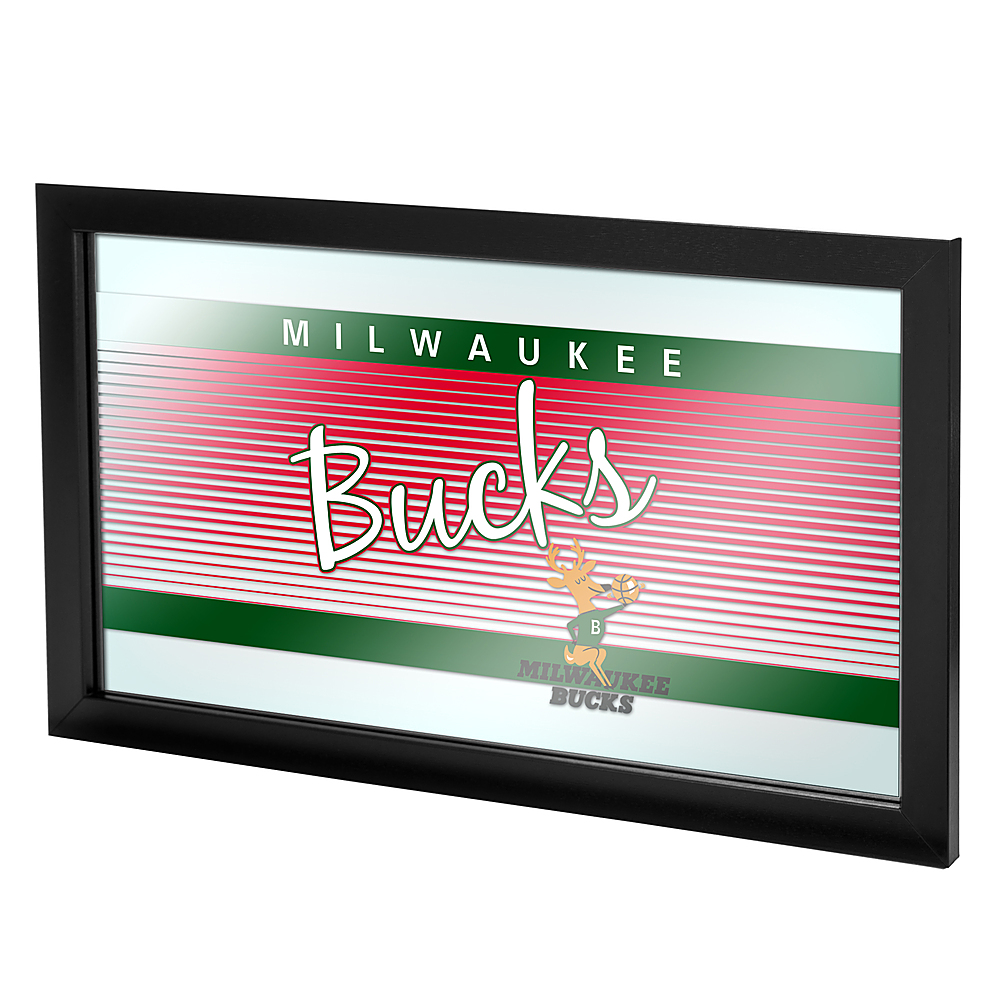 Milwaukee Bucks NBA Hardwood Classics Framed Bar Mirror - Dark Green, Tan, Red
