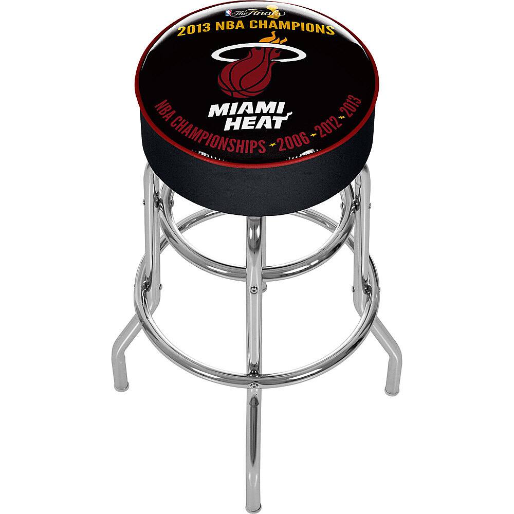 Miami Heat 2013 NBA Champions Padded Swivel Bar Stool - Red, White, Black