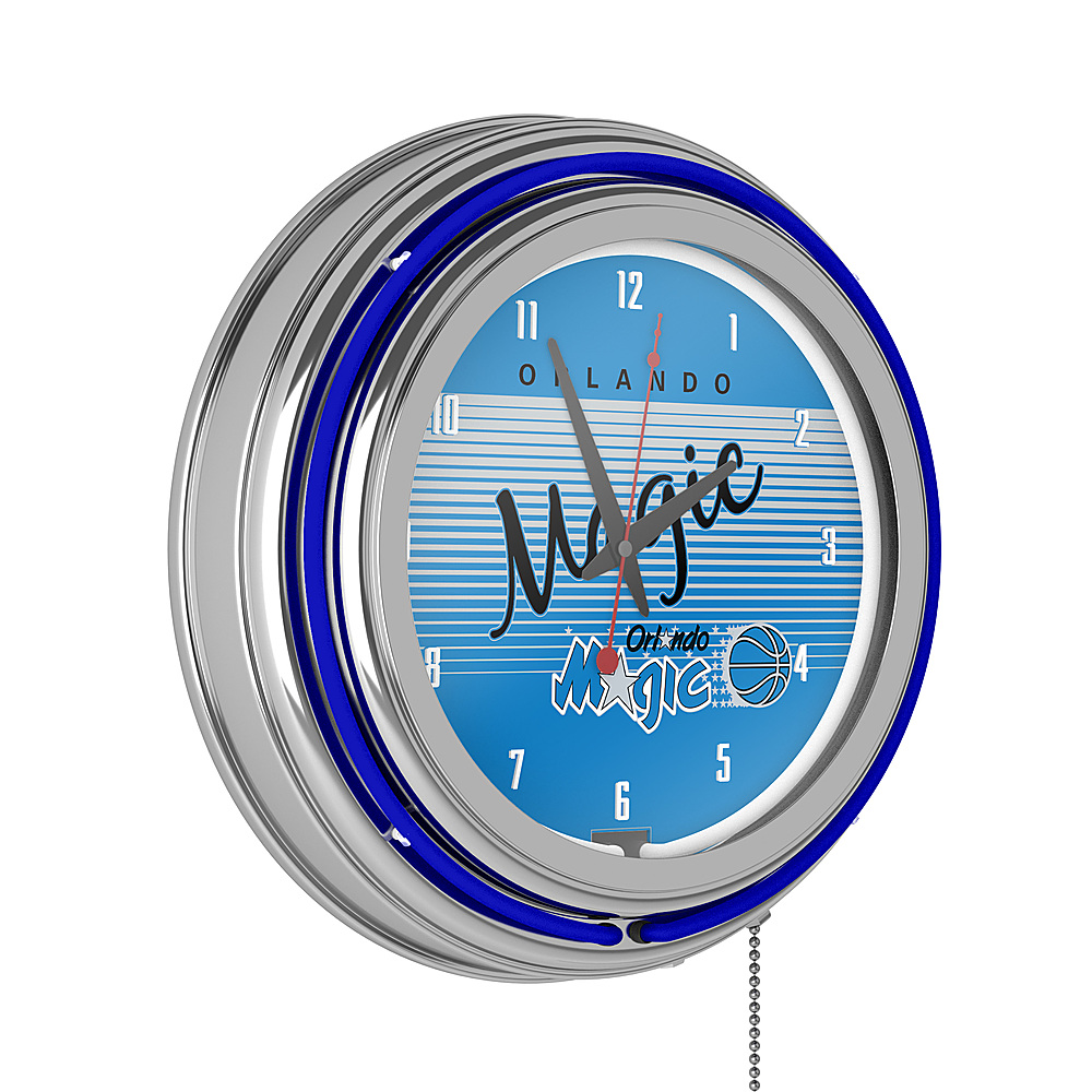 Orlando Magic NBA Hardwood Classics Chrome Double Ring Neon Clock - Blue, Silver