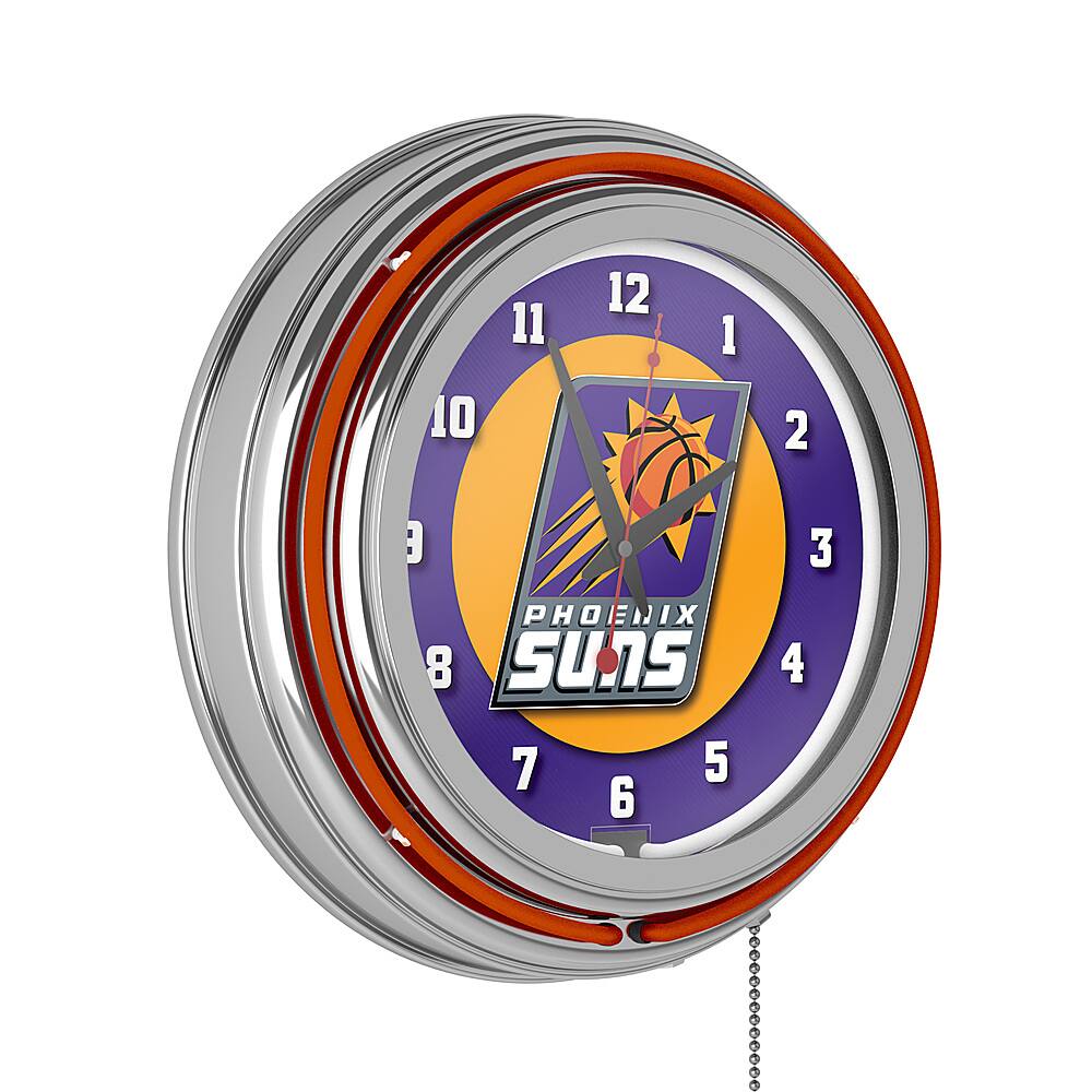 Phoenix Suns NBA Chrome Double Ring Neon Clock - Purple, Orange, Gray