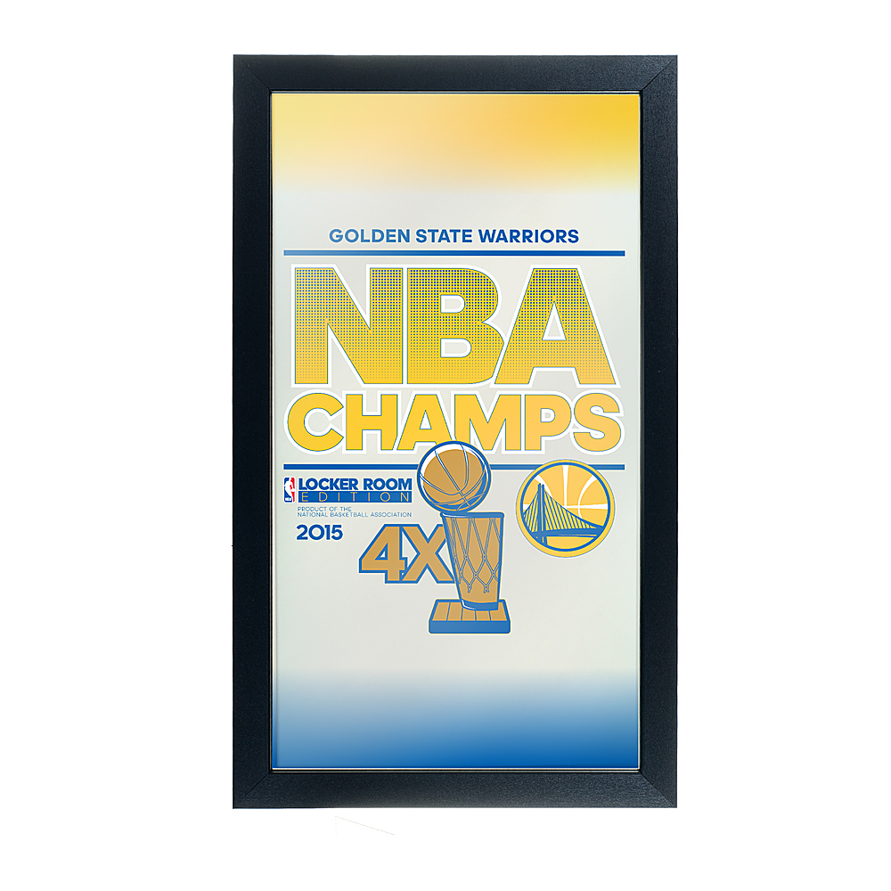 Golden State Warriors 2015 NBA Champs Framed Bar Mirror - Gold, Blue