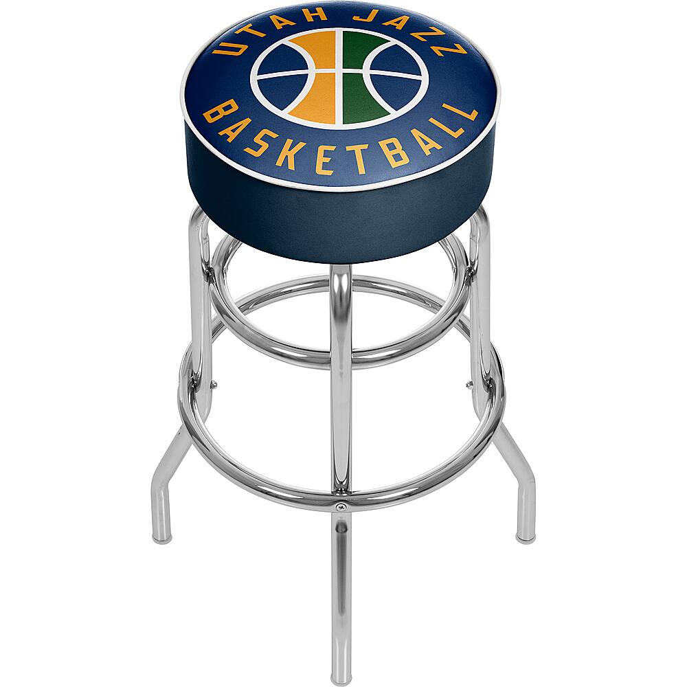 Utah Jazz NBA Padded Swivel Bar Stool - Navy, Yellow, Green