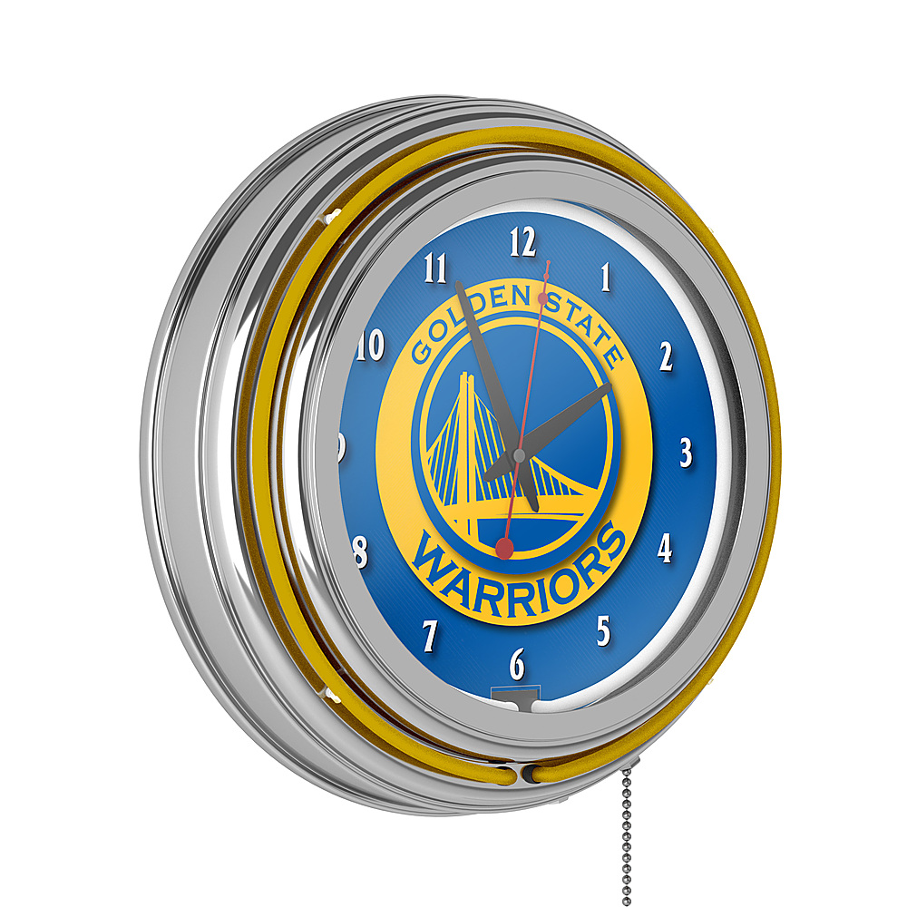 Golden State Warriors NBA Chrome Double Ring Neon Clock - Royal Blue, Golden Yellow
