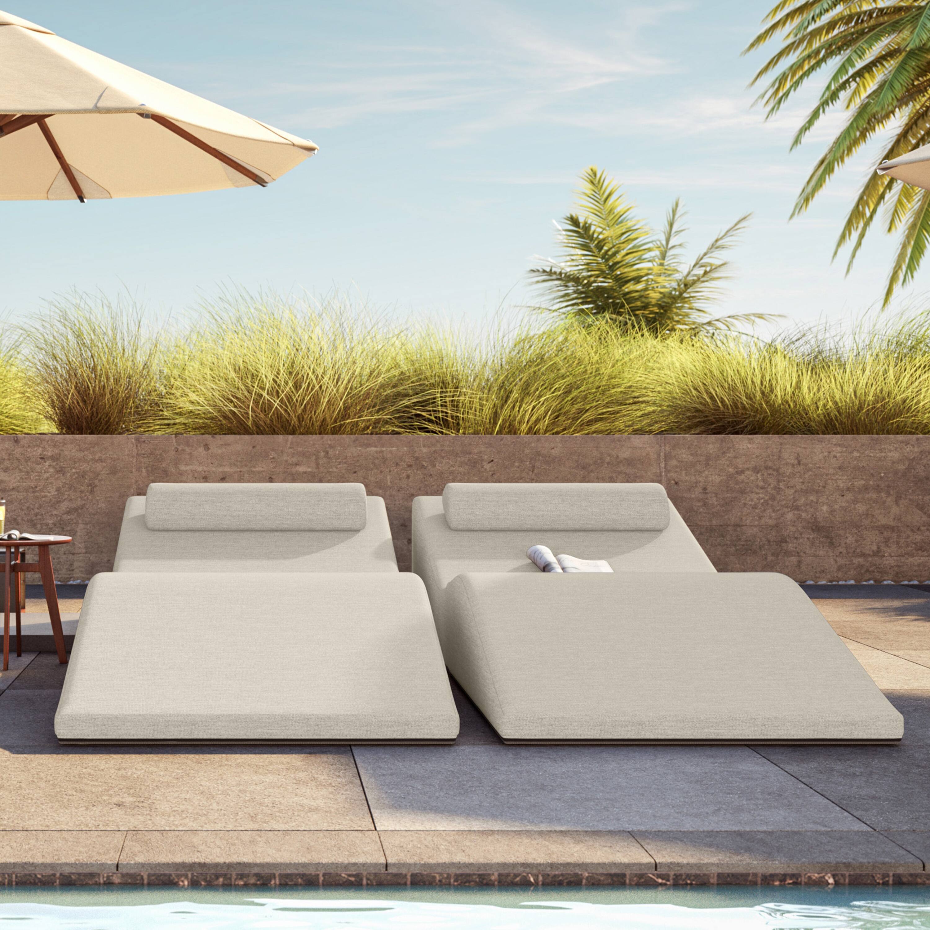 Alt View 1. Jaxx - Jaxx Clermont Sun Lounger - Luxurious Waterproof Poolside Lounge & Outdoor Chaise - Sunbrella Flax - Marine Grade Vinyl.