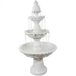 Sunnydaze - Welcome Fiberglass Outdoor 3-Tier Water Fountain - White