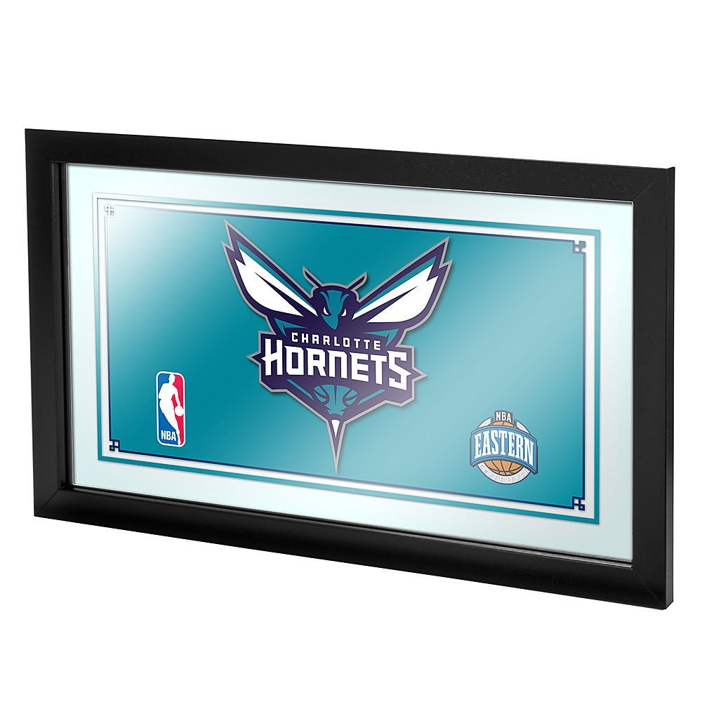 Charlotte Hornets NBA Framed Bar Mirror - Dark Purple, Teal, Silver
