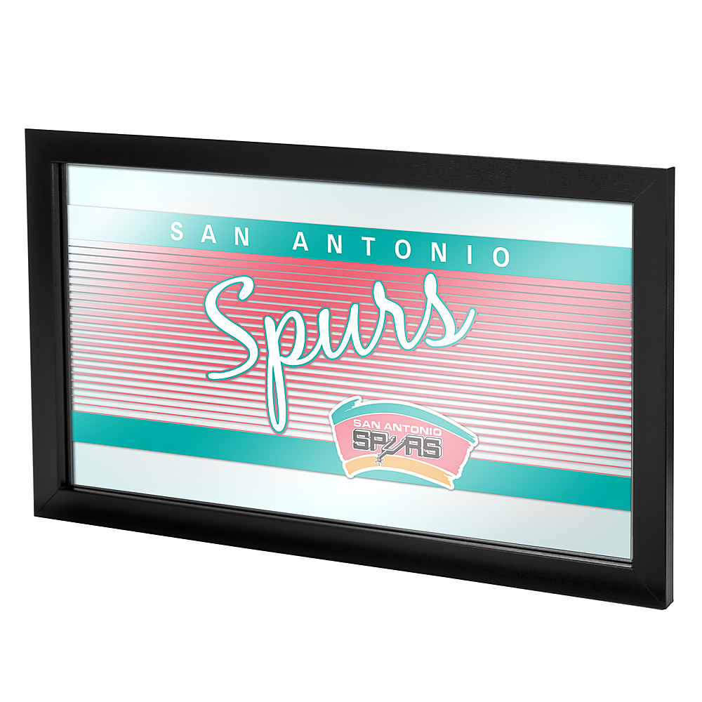 San Antonio Spurs NBA Hardwood Classics Framed Bar Mirror - Teal, Pink, White, Silver
