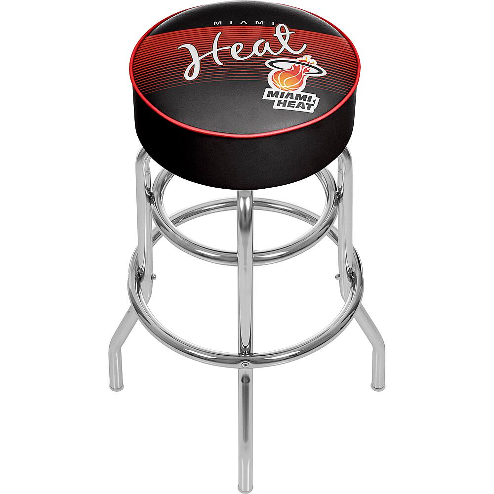 Alt View 11. NBA - Miami Heat NBA Hardwood Classics Padded Swivel Bar Stool - Red, Yellow, Black.