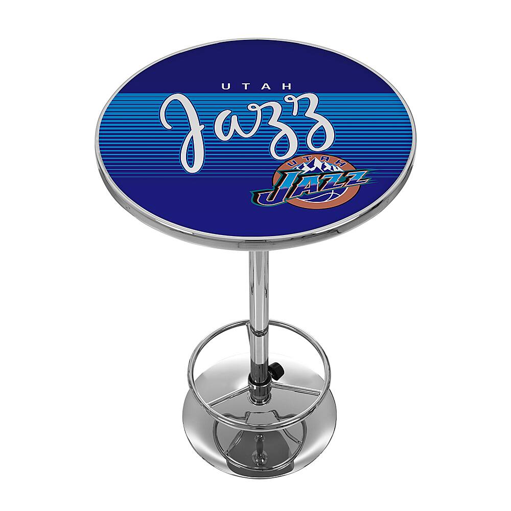 Utah Jazz NBA Hardwood Classics Chrome Pub Table - Navy, Light Blue, White