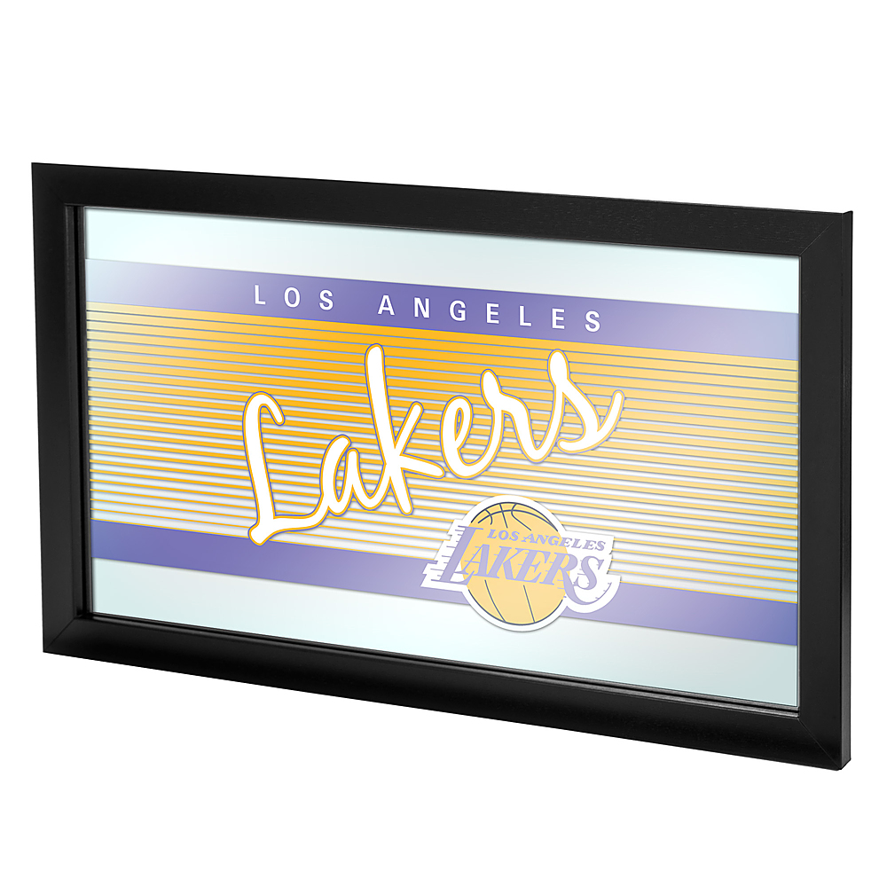 Los Angeles Lakers NBA Hardwood Classics Framed Bar Mirror - Purple, Gold