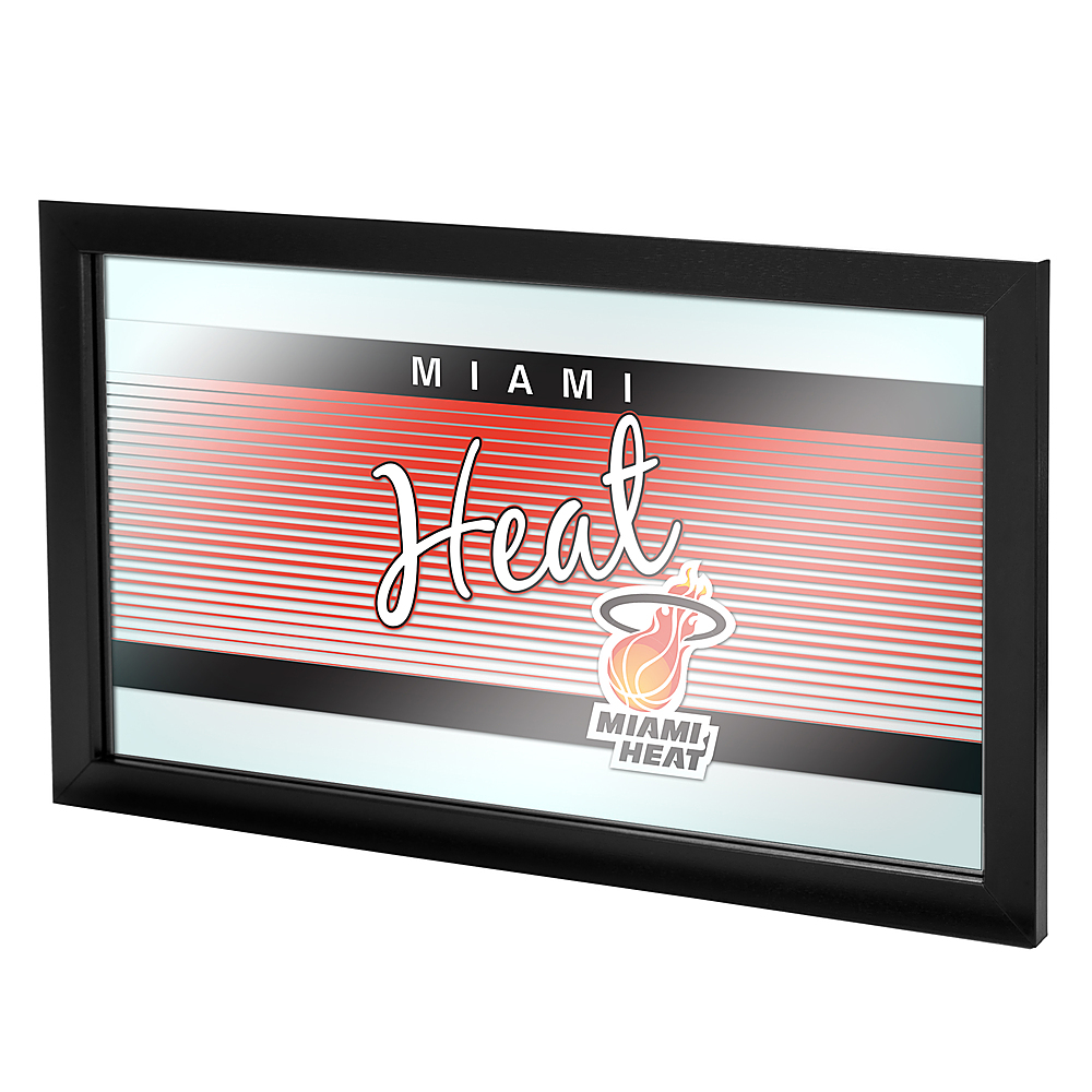 Miami Heat NBA Hardwood Classics Framed Bar Mirror - Red, Yellow, Black