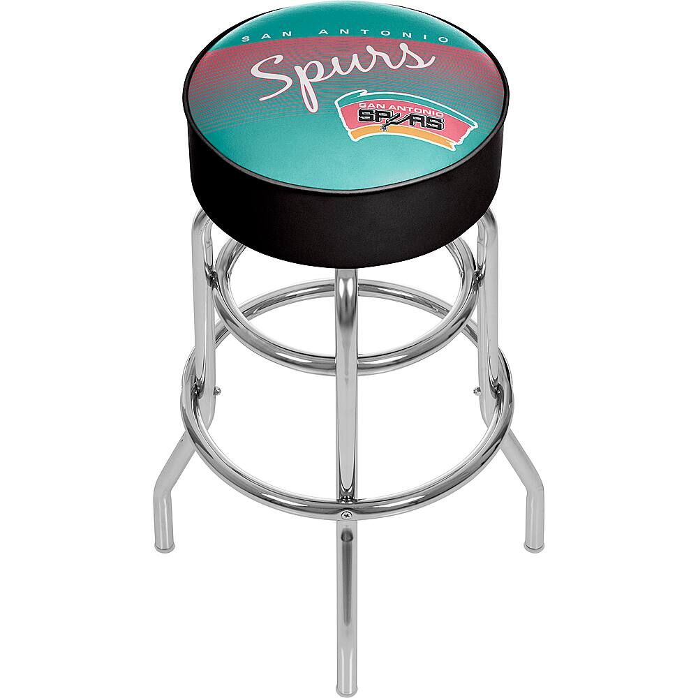 San Antonio Spurs NBA Hardwood Classics Padded Swivel Bar Stool - Teal, Pink, White, Silver