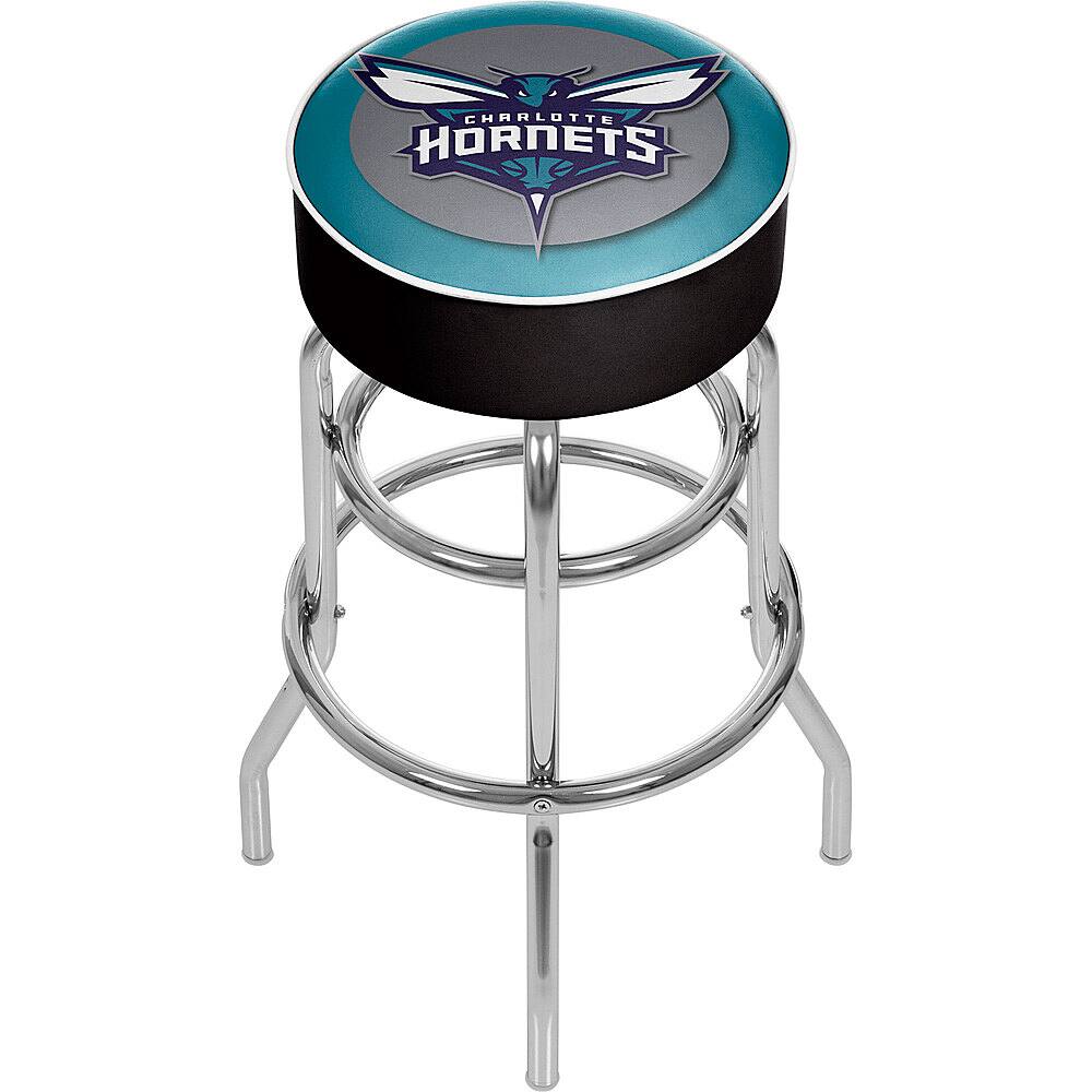 Charlotte Hornets NBA Padded Swivel Bar Stool - Dark Purple, Teal, Silver