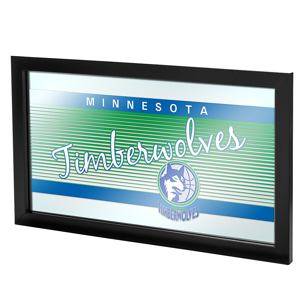 Minnesota Timberwolves NBA Hardwood Classics Framed Bar Mirror - Dark Blue, Blue, Silver, Aurora Green