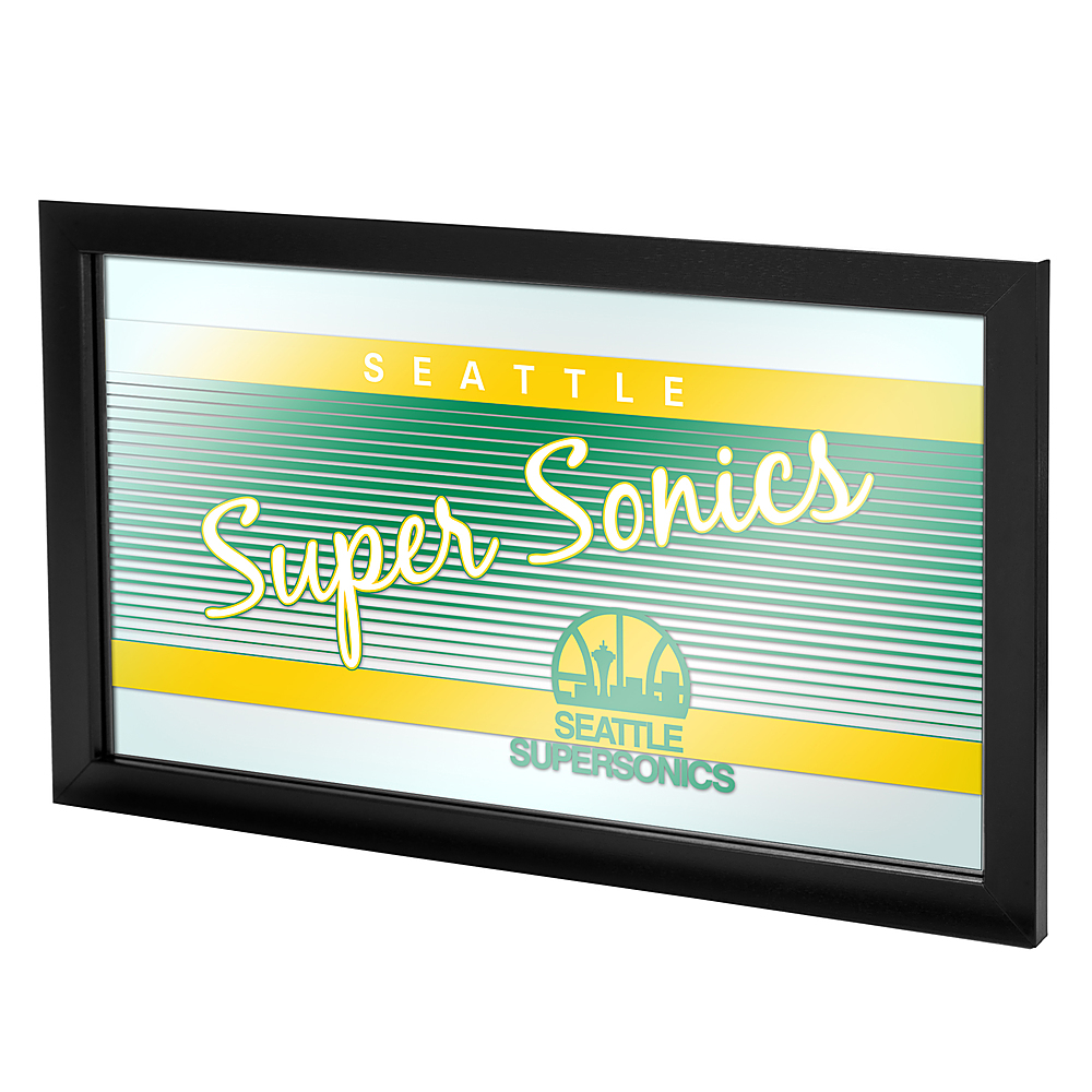Seattle Super Sonics NBA Hardwood Classics Framed Bar Mirror - Green, Yellow, White