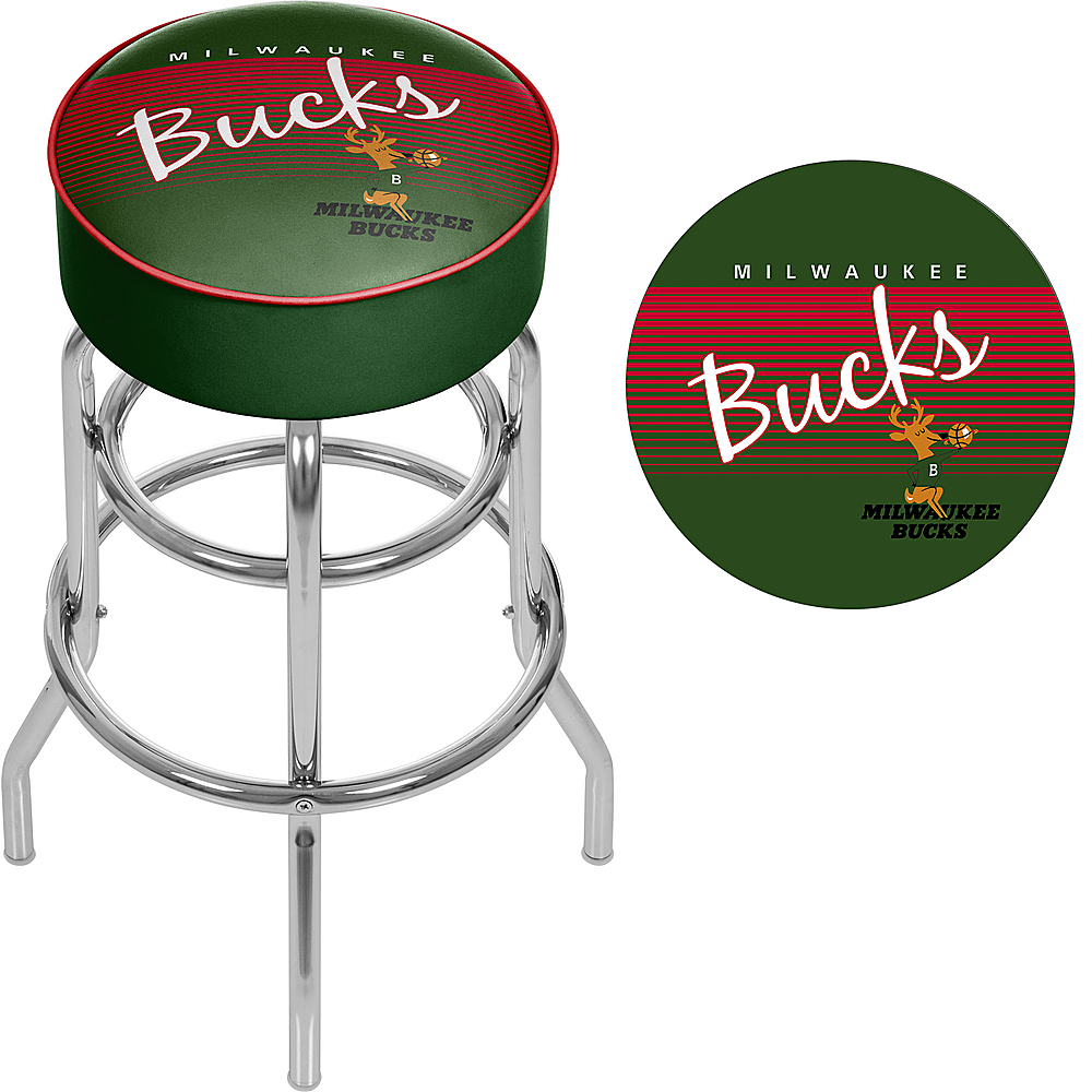 Milwaukee Bucks Nba Hardwood Classics Padded Swivel Bar Stool Dark Green