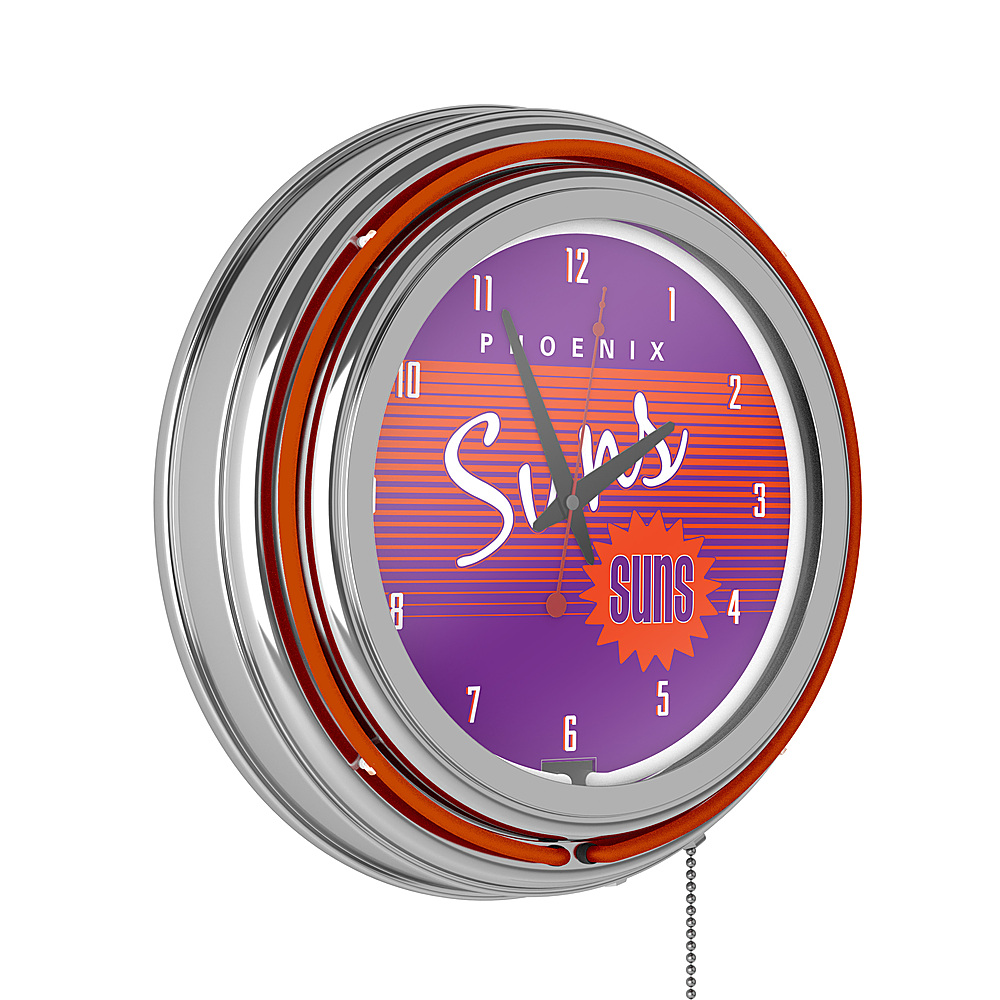 Phoenix Suns NBA Hardwood Classics Chrome Double Ring Neon Clock - Purple, Orange