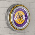 Alt View Zoom 15. L.A. Lakers NBA Chrome Double Ring Neon Clock - Purple, Gold.