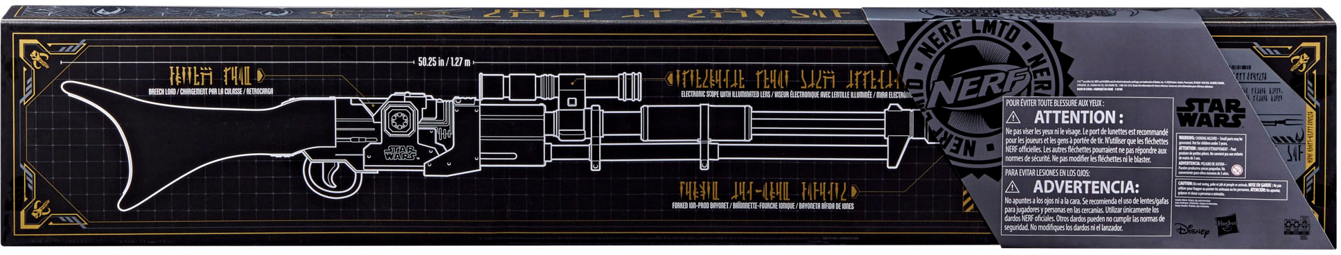 Nerf Star Wars, Amban Phase-pulse Blaster, The Mandalorian, viseur, 10  fléchettes Nerf Elite, 1,27 m de long - Nerf