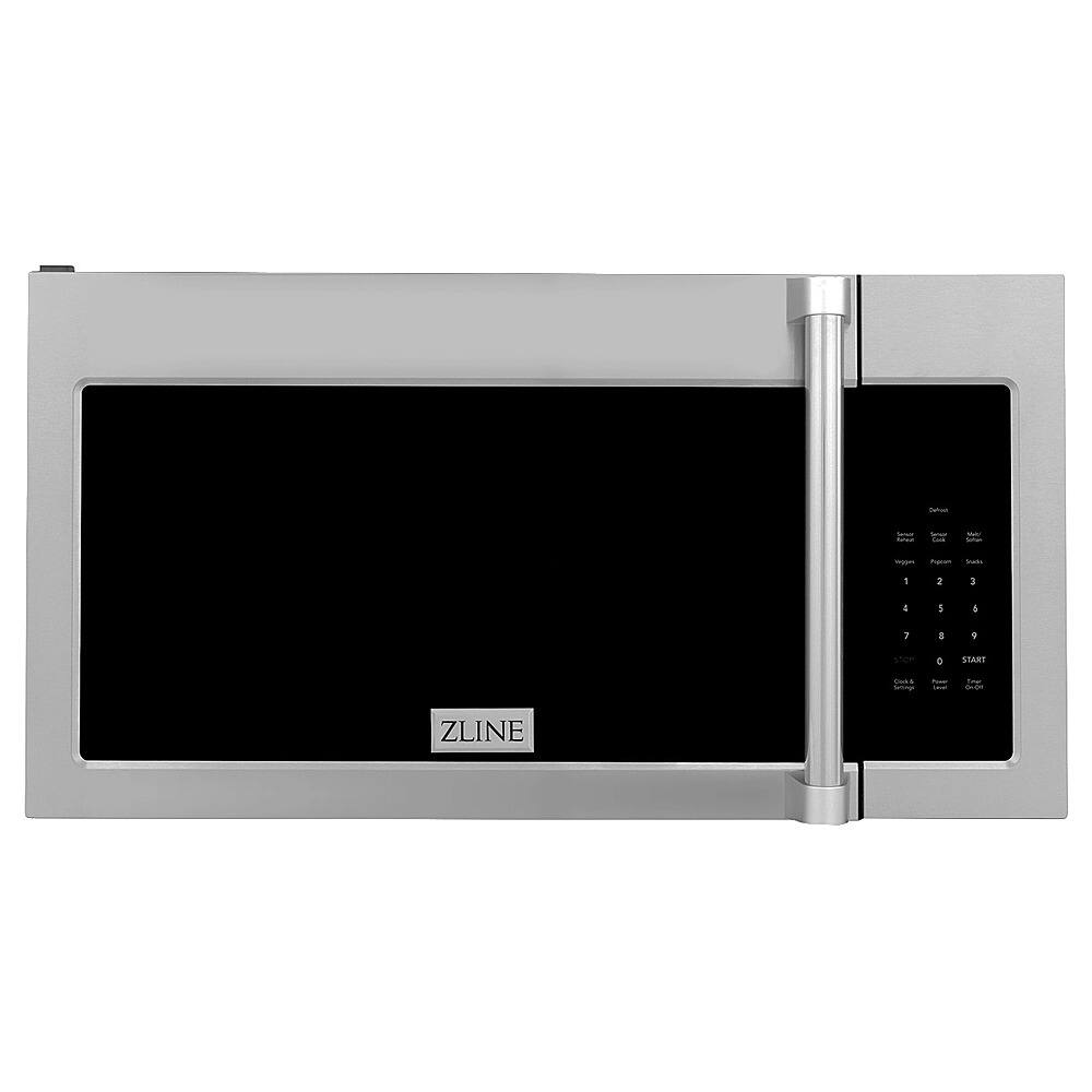 Angle View: ZLINE Over the Range Convection Microwave Oven in Stainless Steel with Traditional Handle and Sensor Cooking - Silver