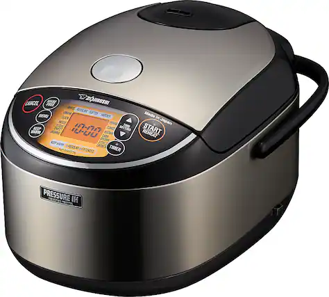 Angle. Zojirushi - 10 Cup Pressure Induction Heating Rice Cooker - Stainless Steel Black.
