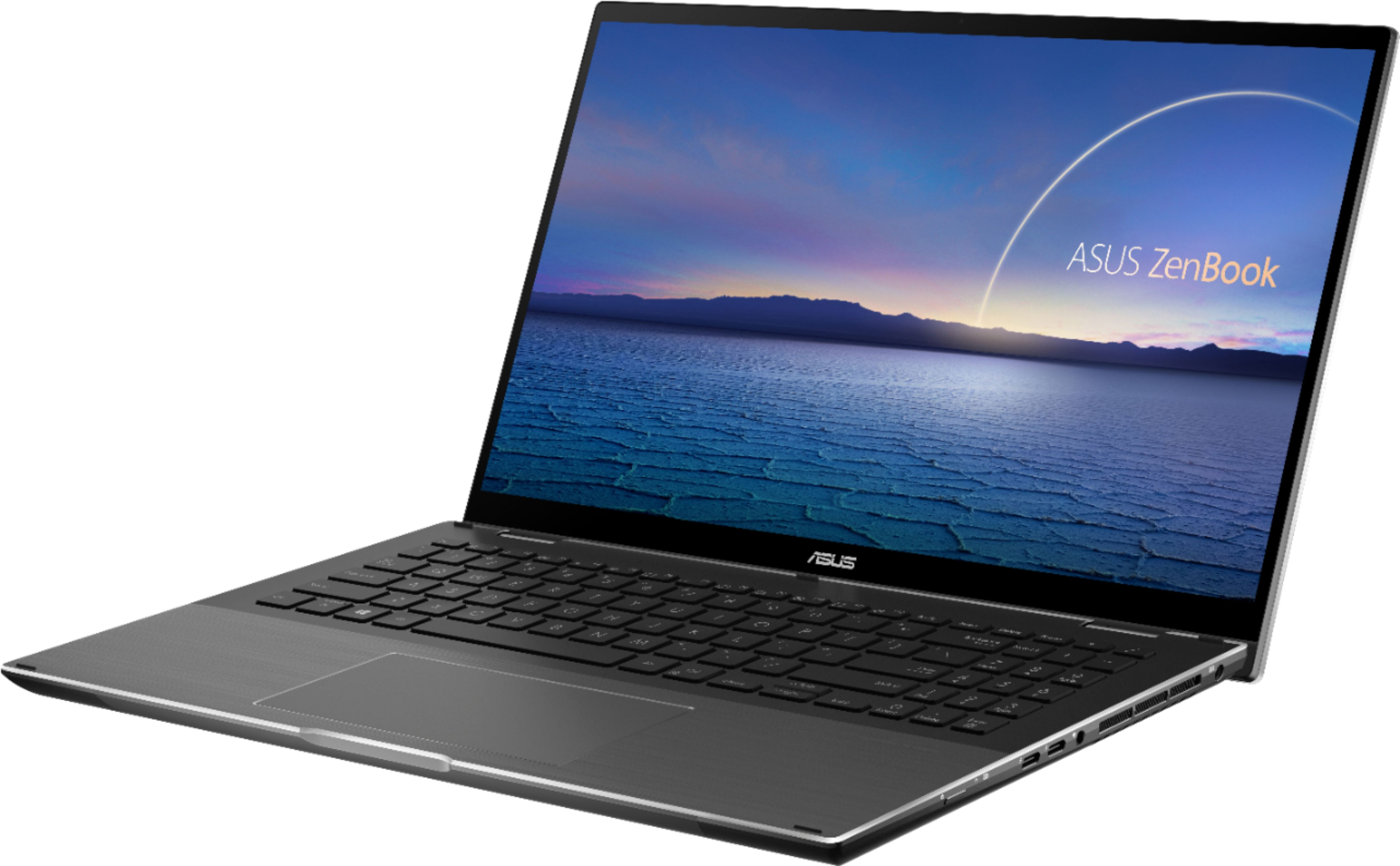 Left View: ASUS - ZenBook Flip 15 Q538EI 15.6" Touch-Screen Laptop - Intel Core i7 - 16GB Memory - GTX1650Ti Max-Q - 1TB SSD - Grey