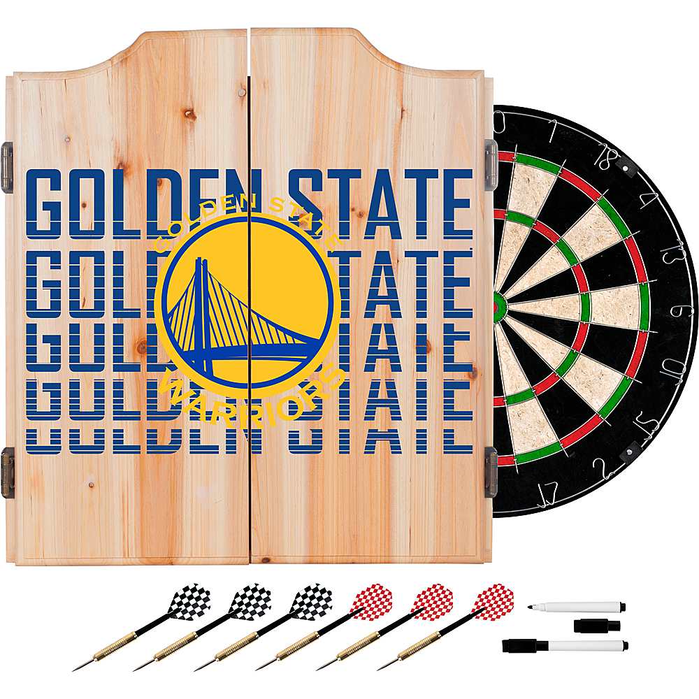 Golden State Warriors NBA City Dart Cabinet Set with Darts and Board - Blue, Gold