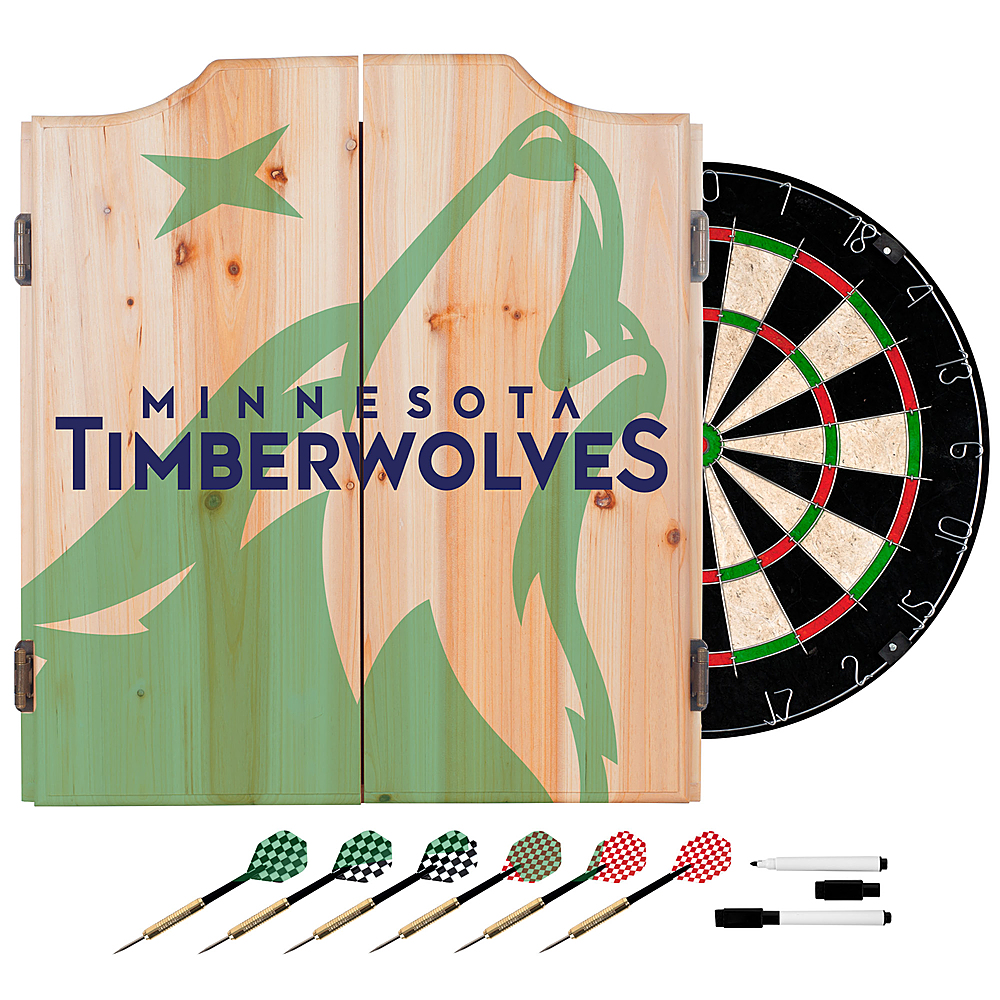 Minnesota Timberwolves NBA Fade Dart Cabinet Set with Darts and Board - Aurora Green, White