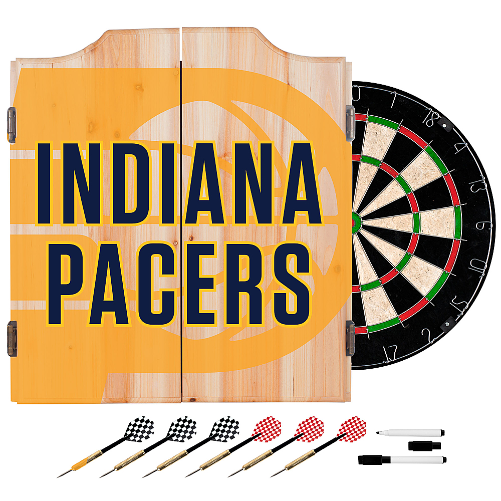 Indiana Pacers NBA  Dart Cabinet Set with Darts and Board - Gold, Black