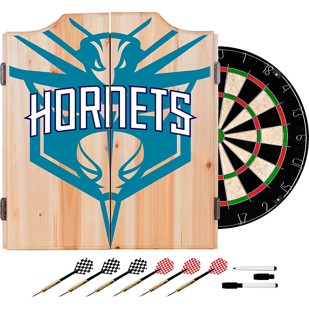 Charlotte Hornets NBA Fade Dart Cabinet Set with Darts and Board - Teal, White, Dark Blue