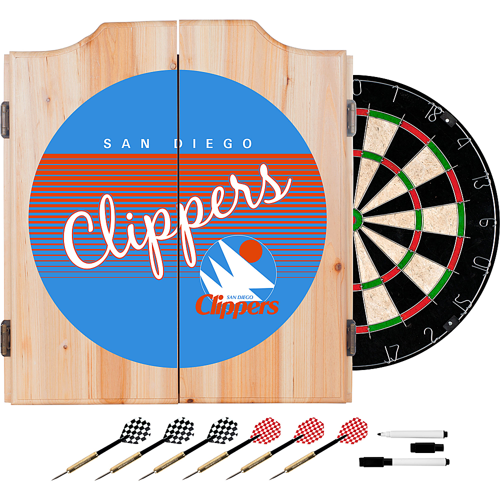 San Diego Clippers NBA Hardwood Classics Dart Cabinet Set with Darts and Board - Blue, Orange