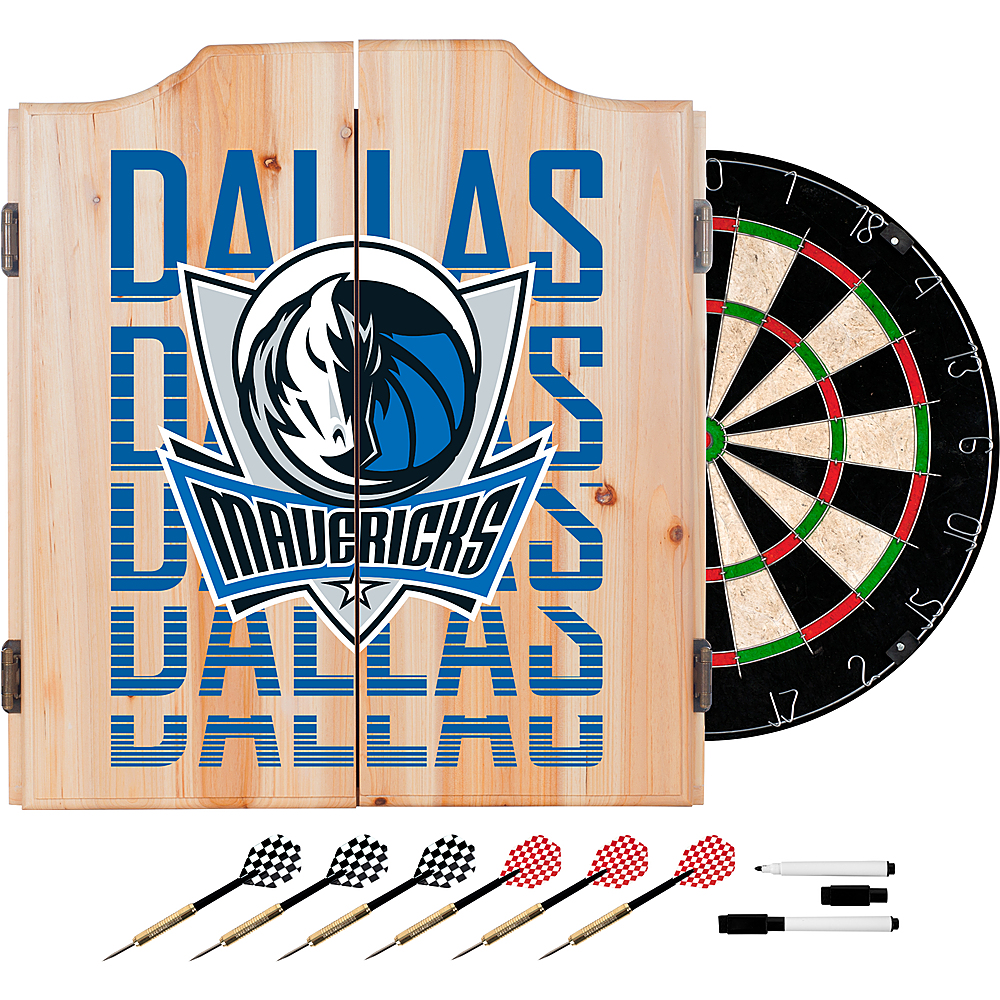 Dallas Mavericks NBA City Dart Cabinet Set with Darts and Board - Royal Blue, Silver