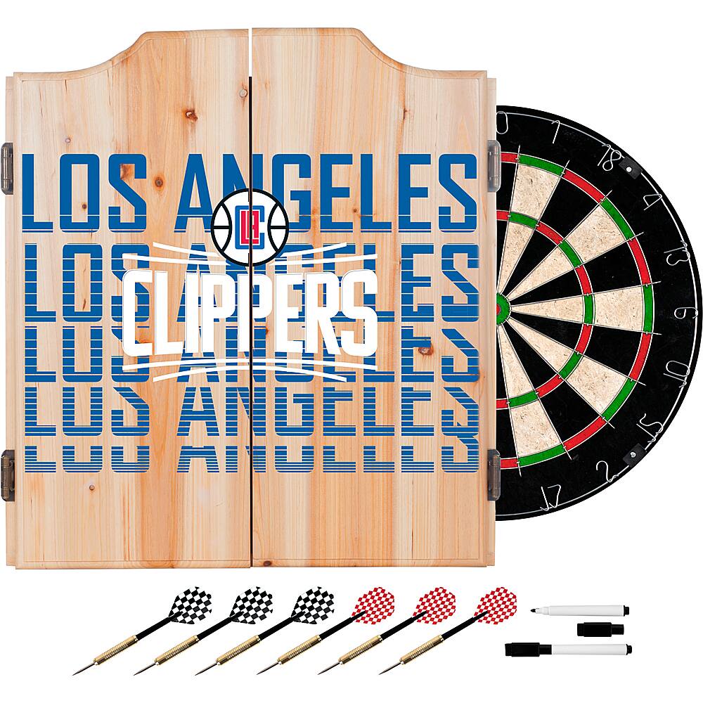 Alt View 11. NBA - Los Angeles Clippers NBA City Dart Cabinet Set with Darts and Board - Red, Blue, White.