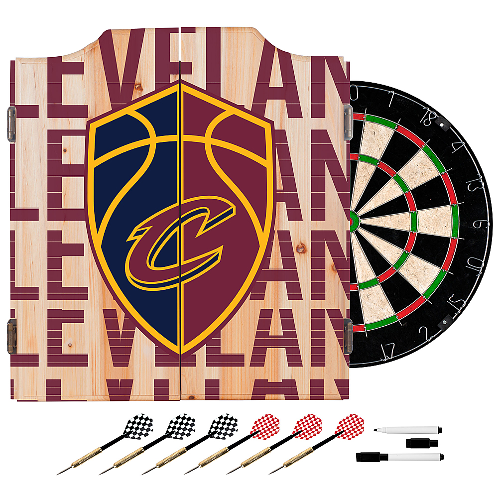 Cleveland Cavaliers NBA City Dart Cabinet Set with Darts and Board - Wine, Gold