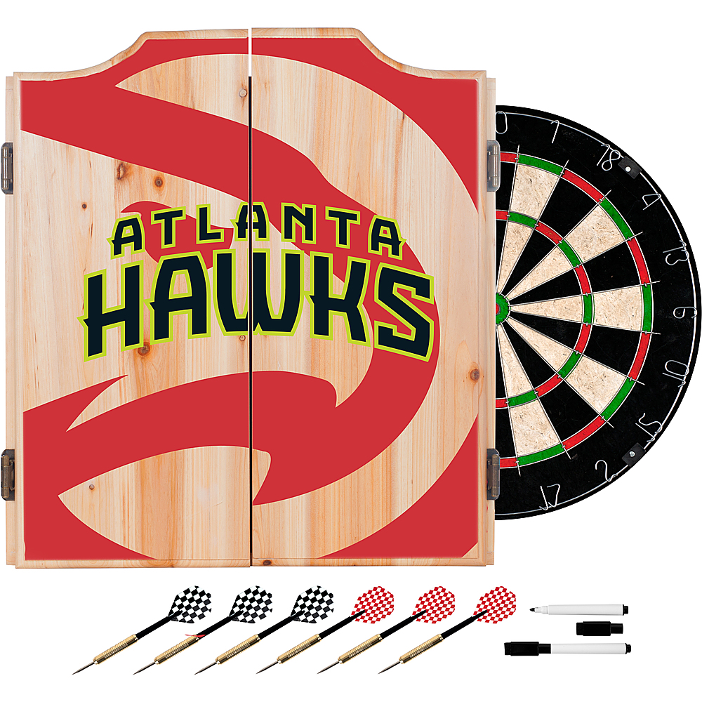 Atlanta Hawks NBA Fade Dart Cabinet Set with Darts and Board - Red, Black, Yellow