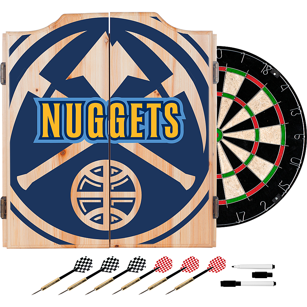 Denver Nuggets NBA Fade Dart Cabinet Set with Darts and Board - Dark Blue, Yellow