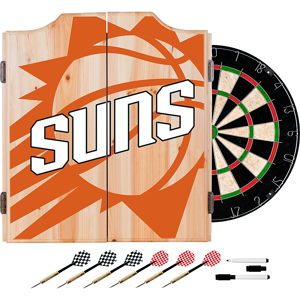 Phoenix Suns NBA Fade Dart Cabinet Set with Darts and Board - Orange, White, Black