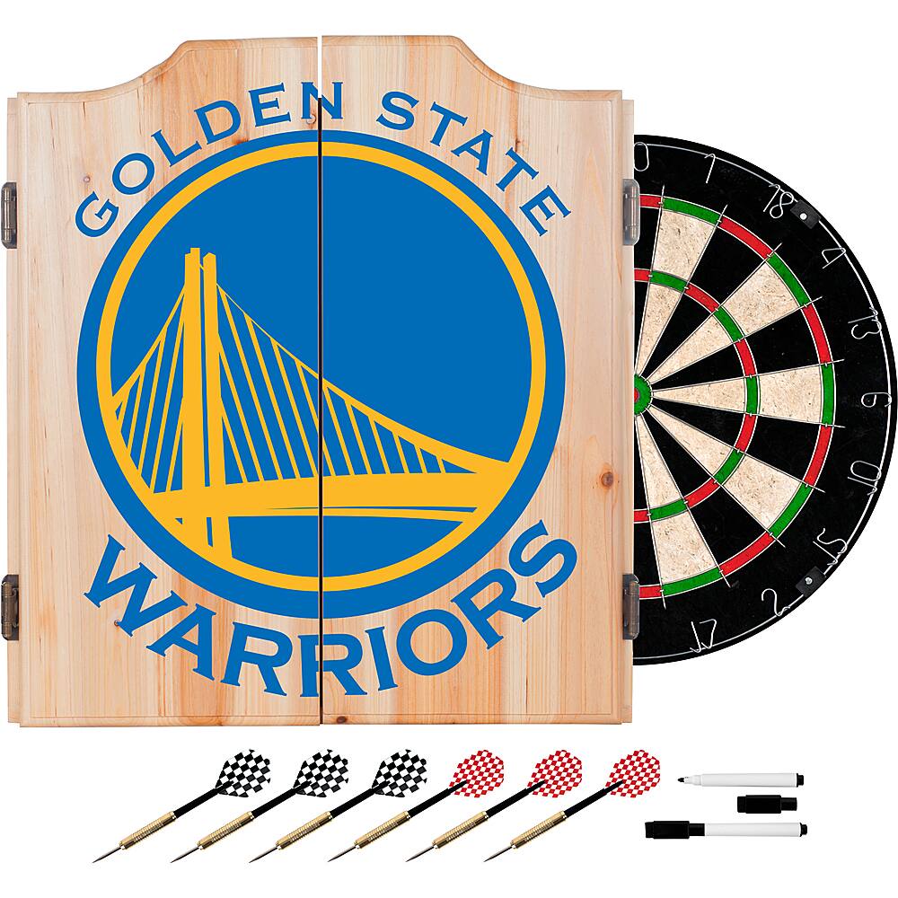 Golden State Warriors NBA Fade Dart Cabinet Set with Darts and Board - Blue, Gold