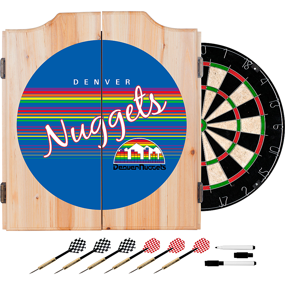Denver Nuggets NBA Hardwood Classics Dart Cabinet Set with Darts and Board - Blue, Red, Yellow, White
