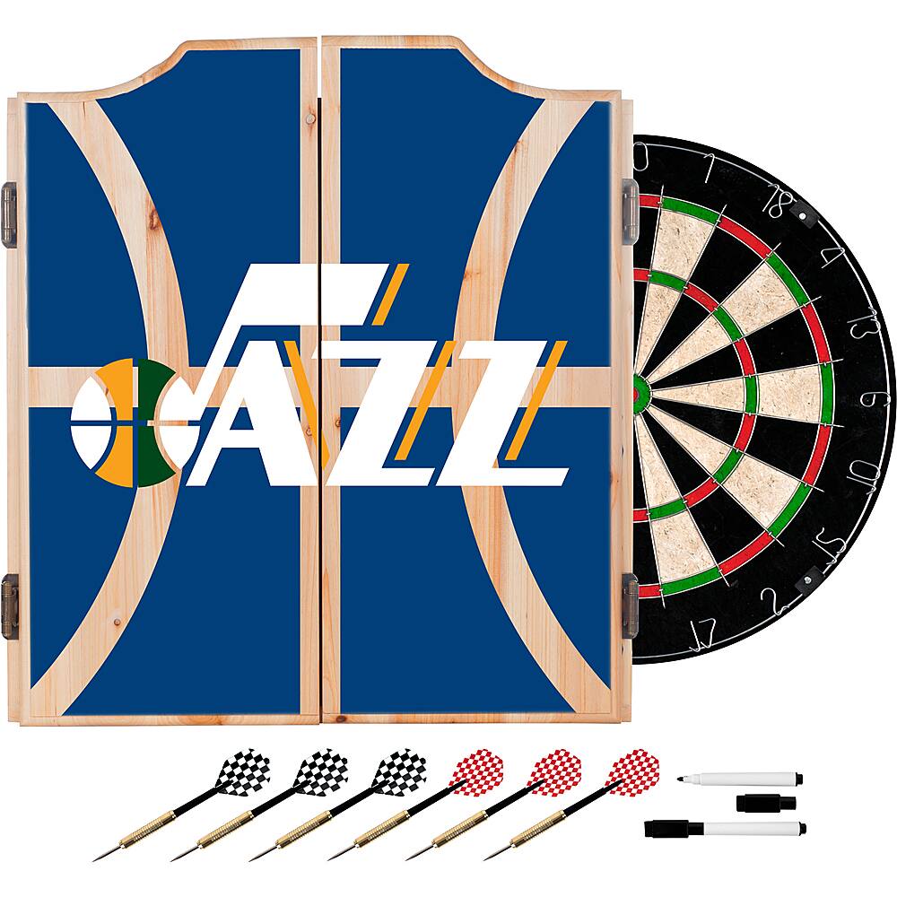 Utah Jazz NBA Fade Dart Cabinet Set with Darts and Board - Navy, Gold, Green, White