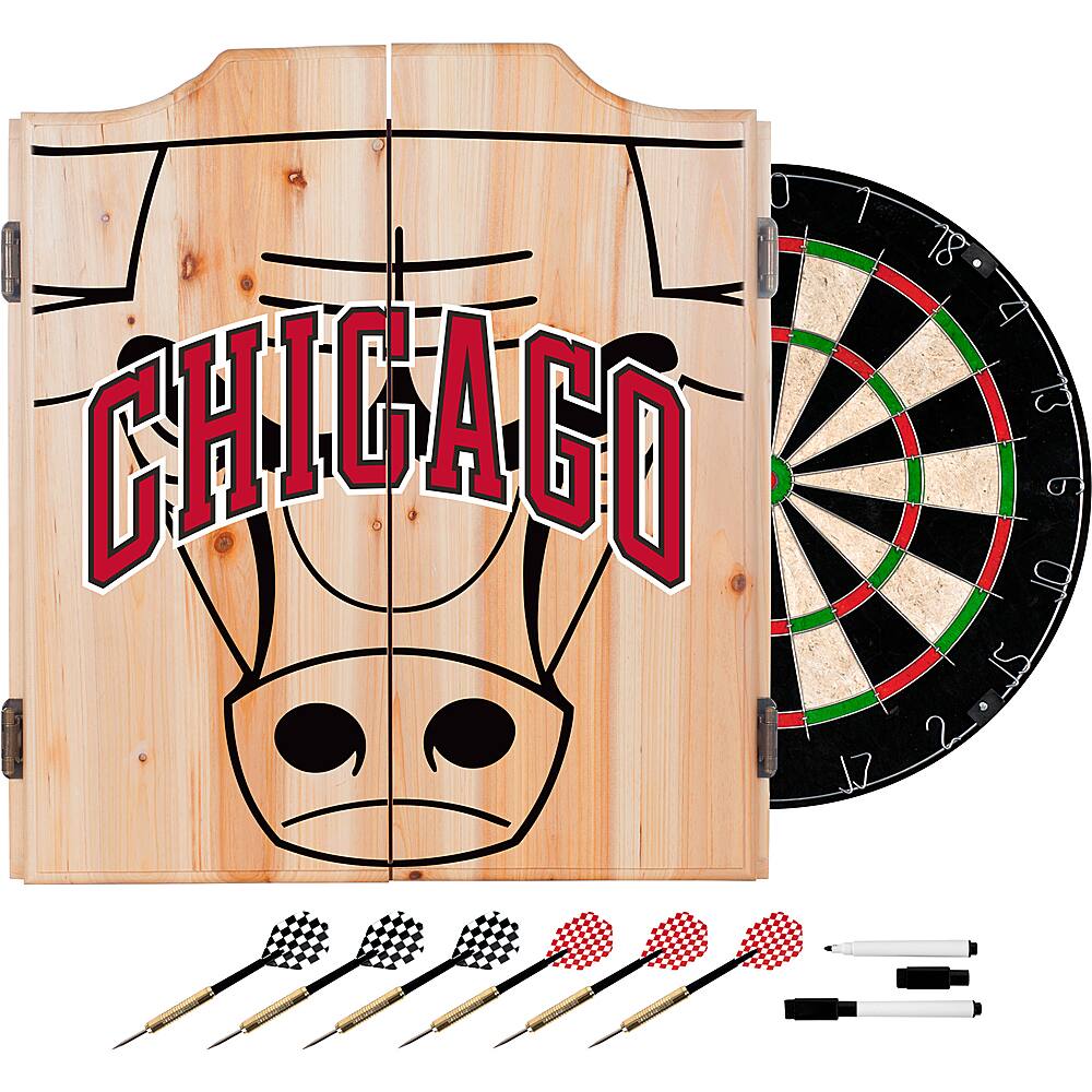 Chicago Bulls NBA Fade Dart Cabinet Set with Darts and Board - Red, Black