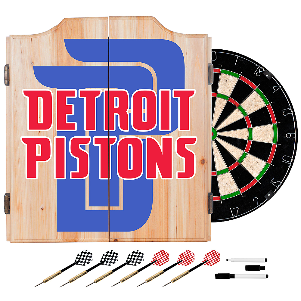 Detroit Pistons NBA Fade Dart Cabinet Set with Darts and Board - Blue, Red