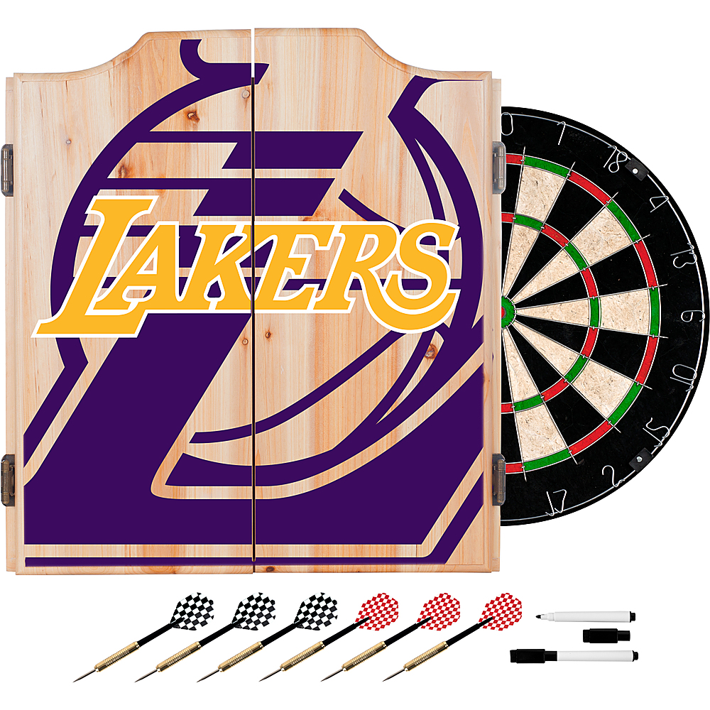 L.A. Lakers NBA Fade Dart Cabinet Set with Darts and Board - Purple, Gold