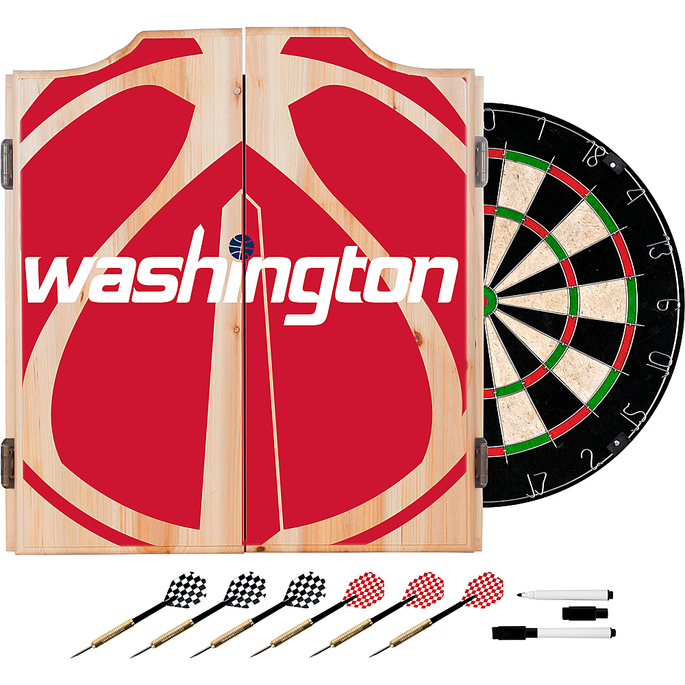 Washington Wizards NBA Fade Dart Cabinet Set with Darts and Board - Red, White, Blue