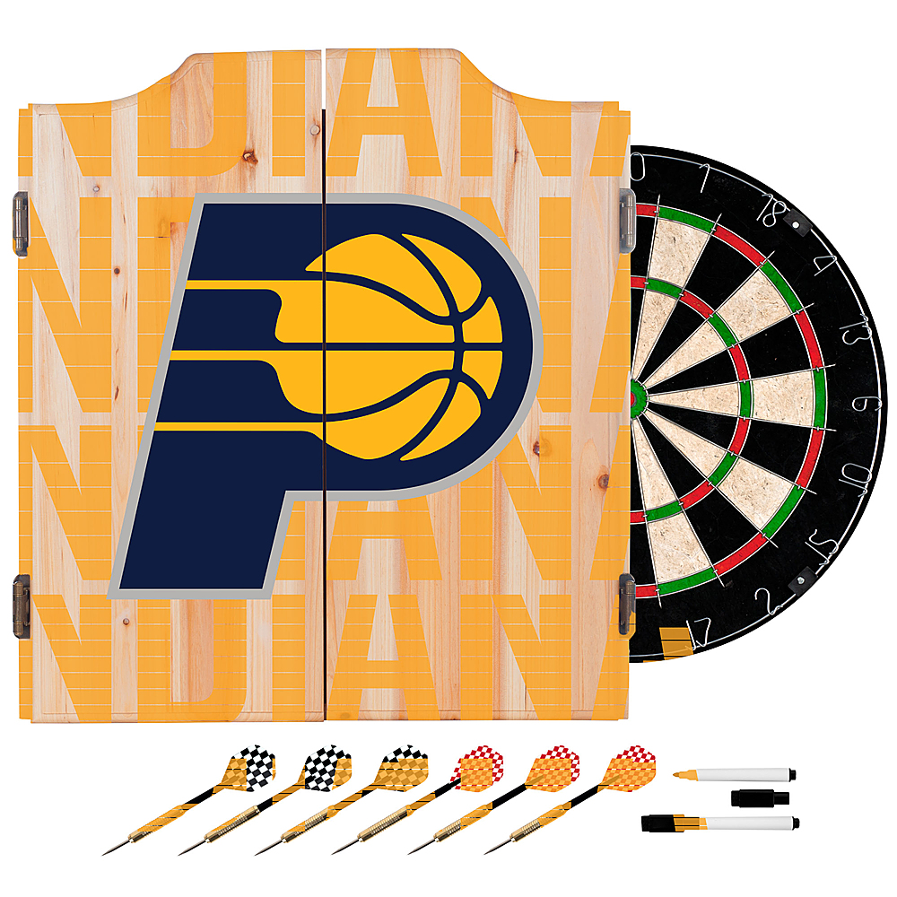 Indiana Pacers NBA City Dart Cabinet Set with Darts and Board - Gold, Navy Blue