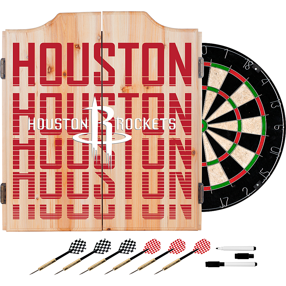 Houston Rockets NBA City Dart Cabinet Set with Darts and Board - Red, White