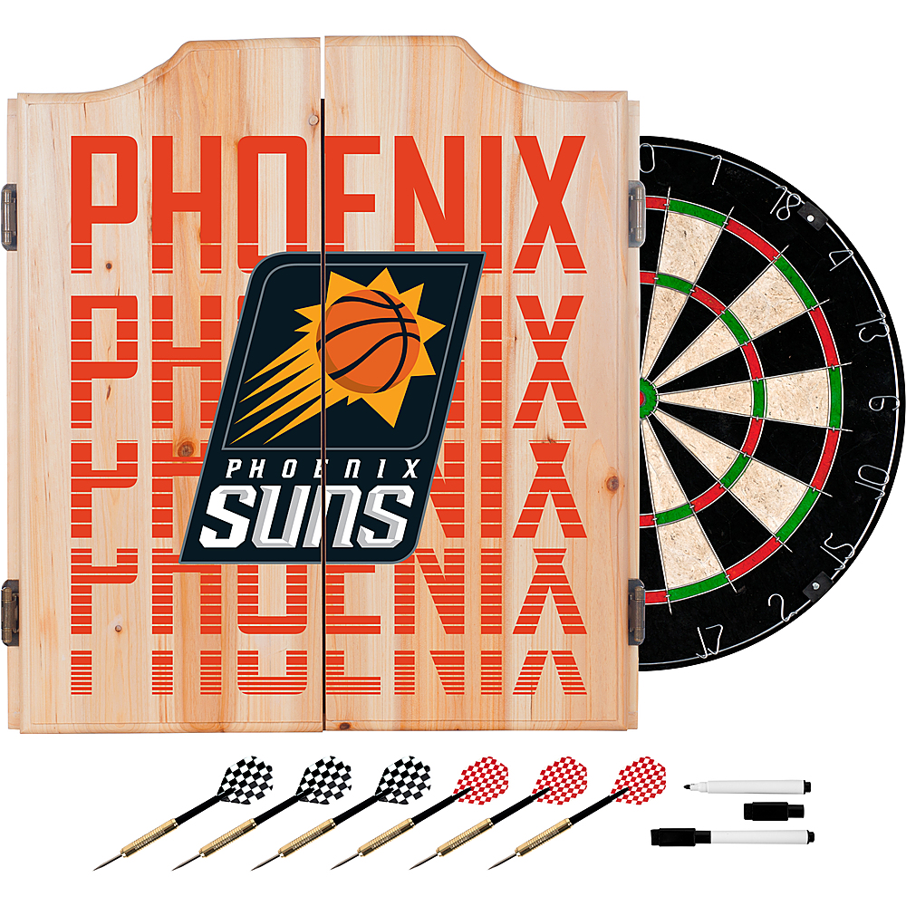 Phoenix Suns NBA City Dart Cabinet Set with Darts and Board - Orange, Black, Gray, Yellow