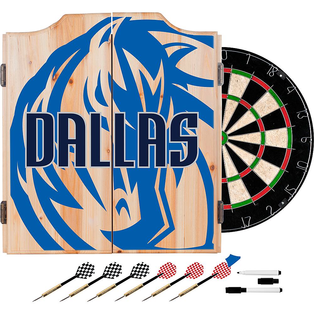 Dallas Mavericks NBA Fade Dart Cabinet Set with Darts and Board - Royal Blue, Black