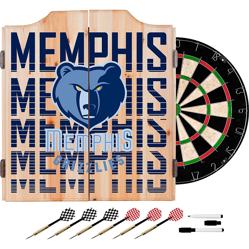 Alt View 11. NBA - Memphis Grizzlies NBA City Dart Cabinet Set with Darts and Board - Memphis Midnight Blue, Smoke Blue.