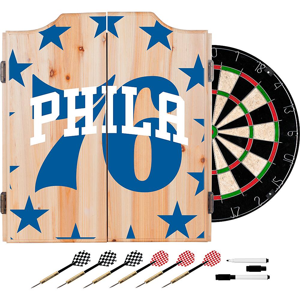 Philadelphia 76ers NBA Fade Dart Cabinet Set with Darts and Board - Royal Blue, White